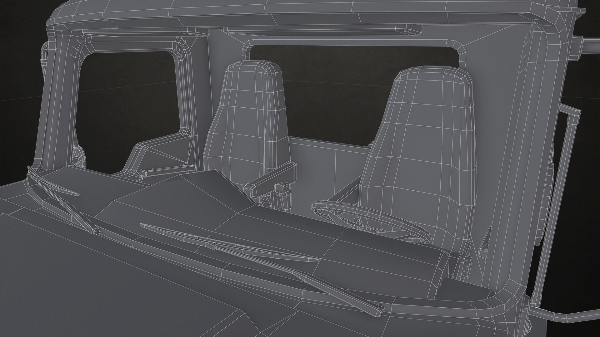 Classic Truck - Yellow Low-poly 3D model_15