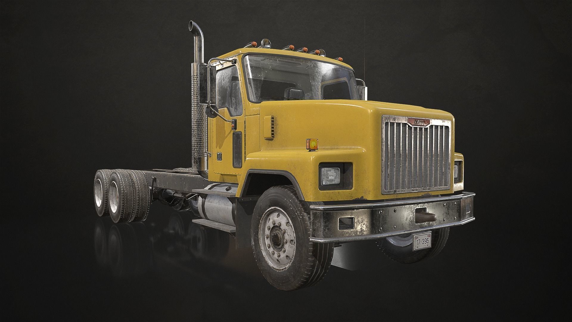 Classic Truck - Yellow Low-poly 3D model_2