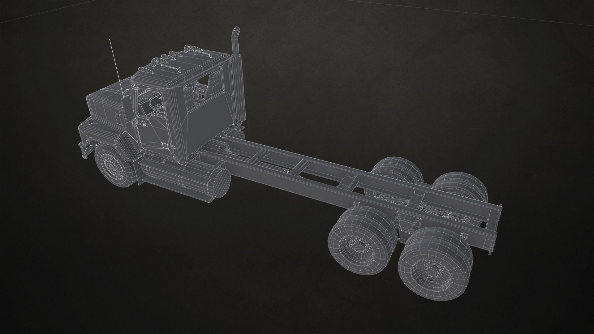 Classic Truck - Yellow Low-poly 3D model_14