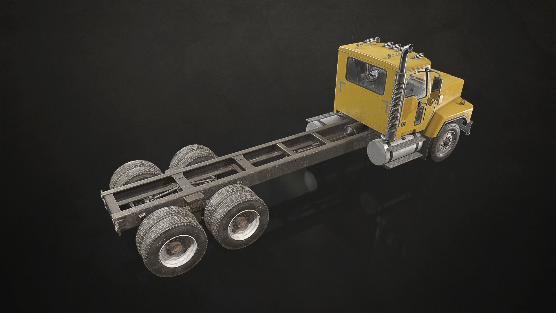 Classic Truck - Yellow Low-poly 3D model_4