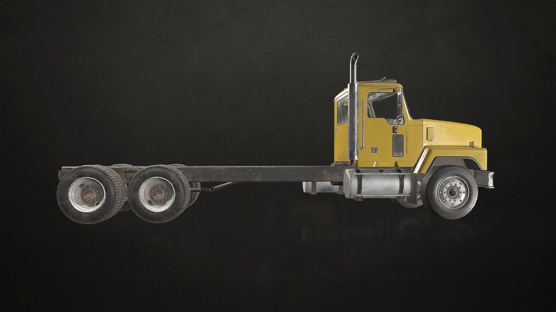 Classic Truck - Yellow Low-poly 3D model_9