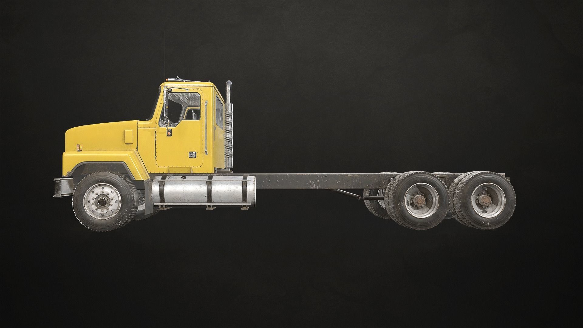 Classic Truck - Yellow Low-poly 3D model_10