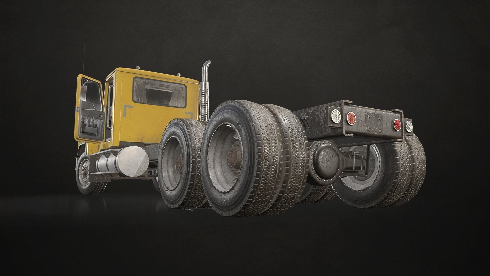 Classic Truck - Yellow Low-poly 3D model_5