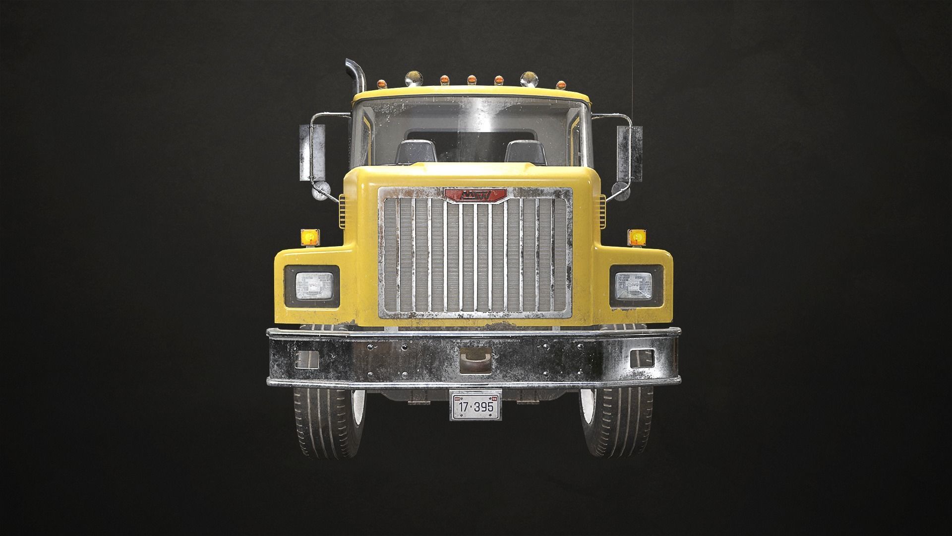 Classic Truck - Yellow Low-poly 3D model_11