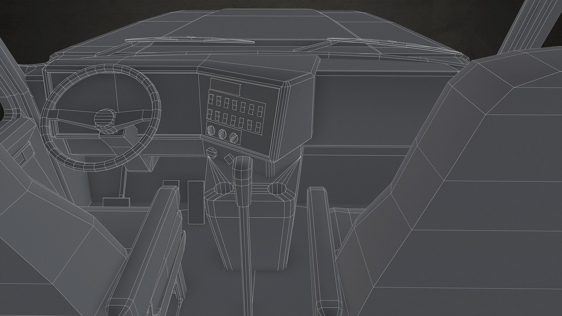 Classic Truck - Yellow Low-poly 3D model_16