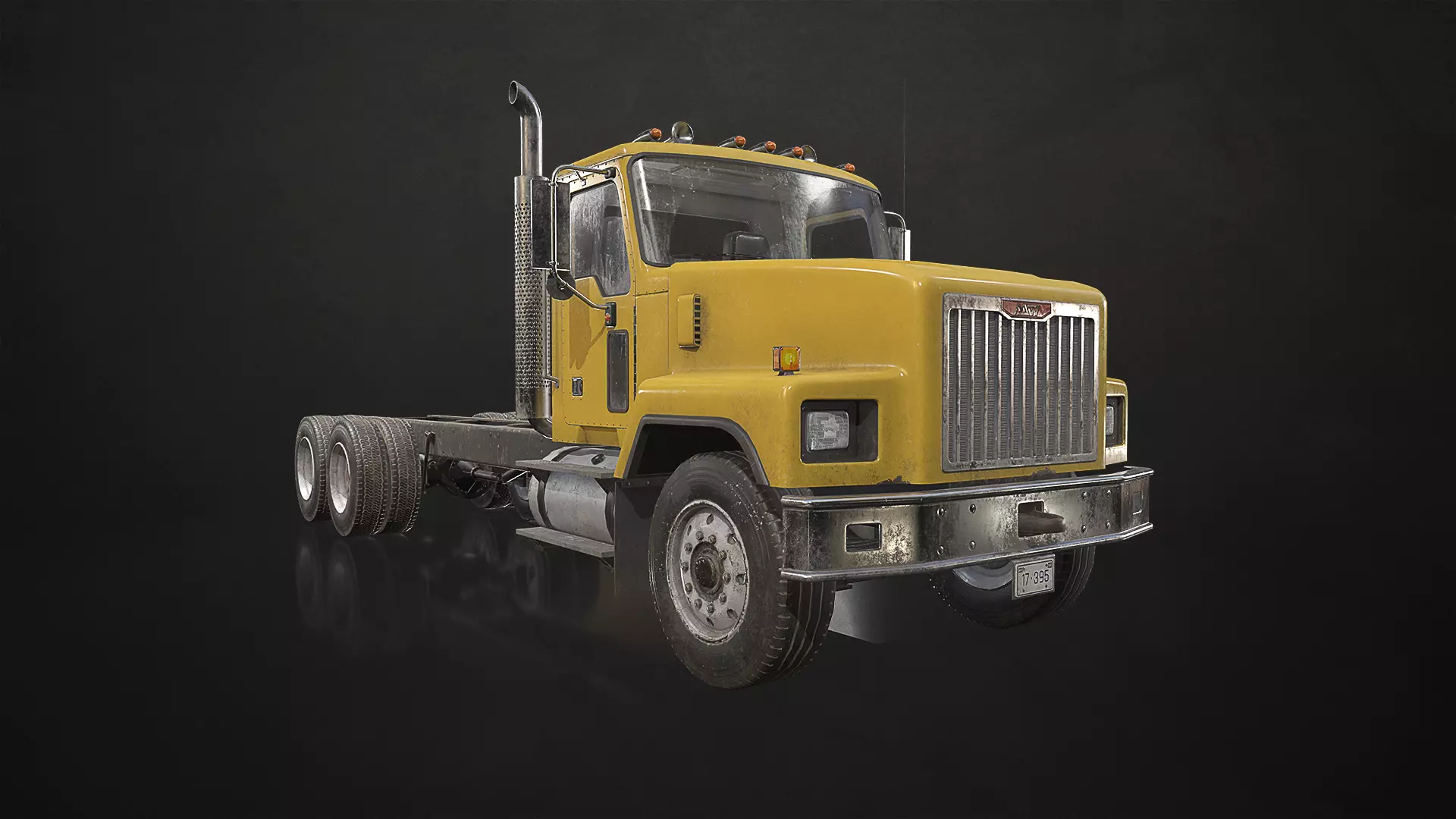 Classic Truck - Yellow Low-poly 3D model_0