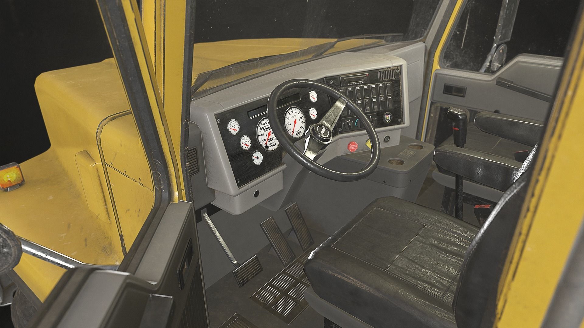 Classic Truck - Yellow Low-poly 3D model_7