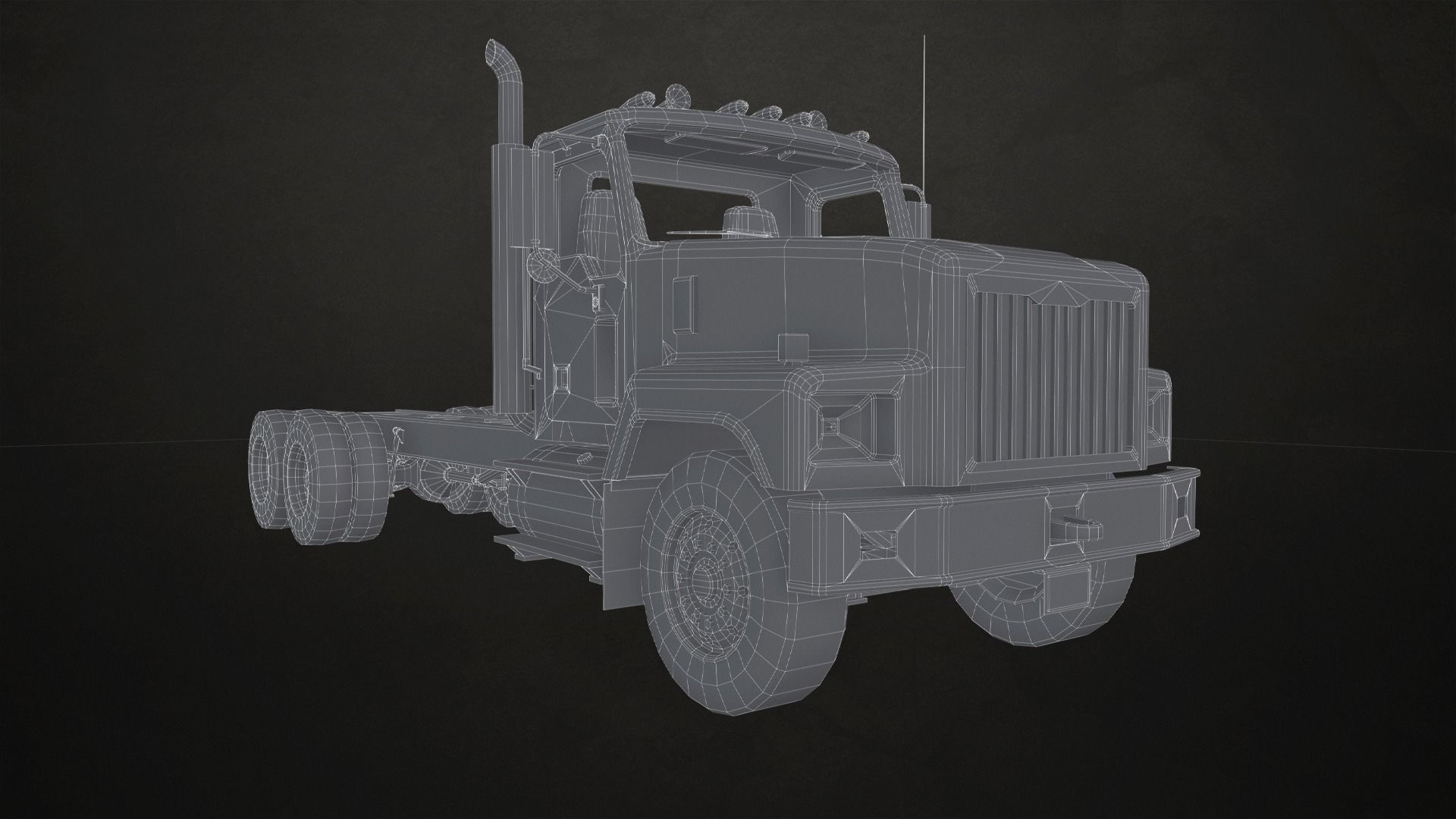 Classic Truck - Yellow Low-poly 3D model_13