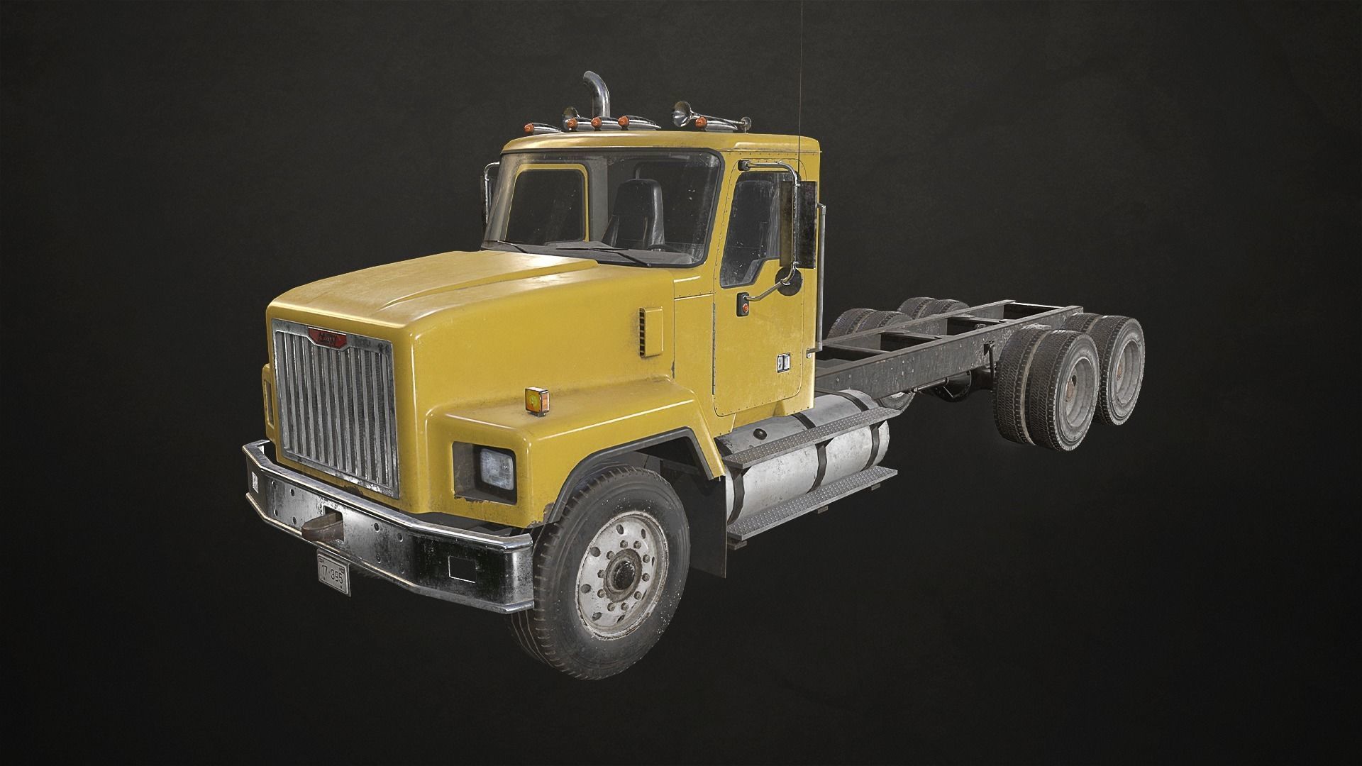Classic Truck - Yellow Low-poly 3D model_3
