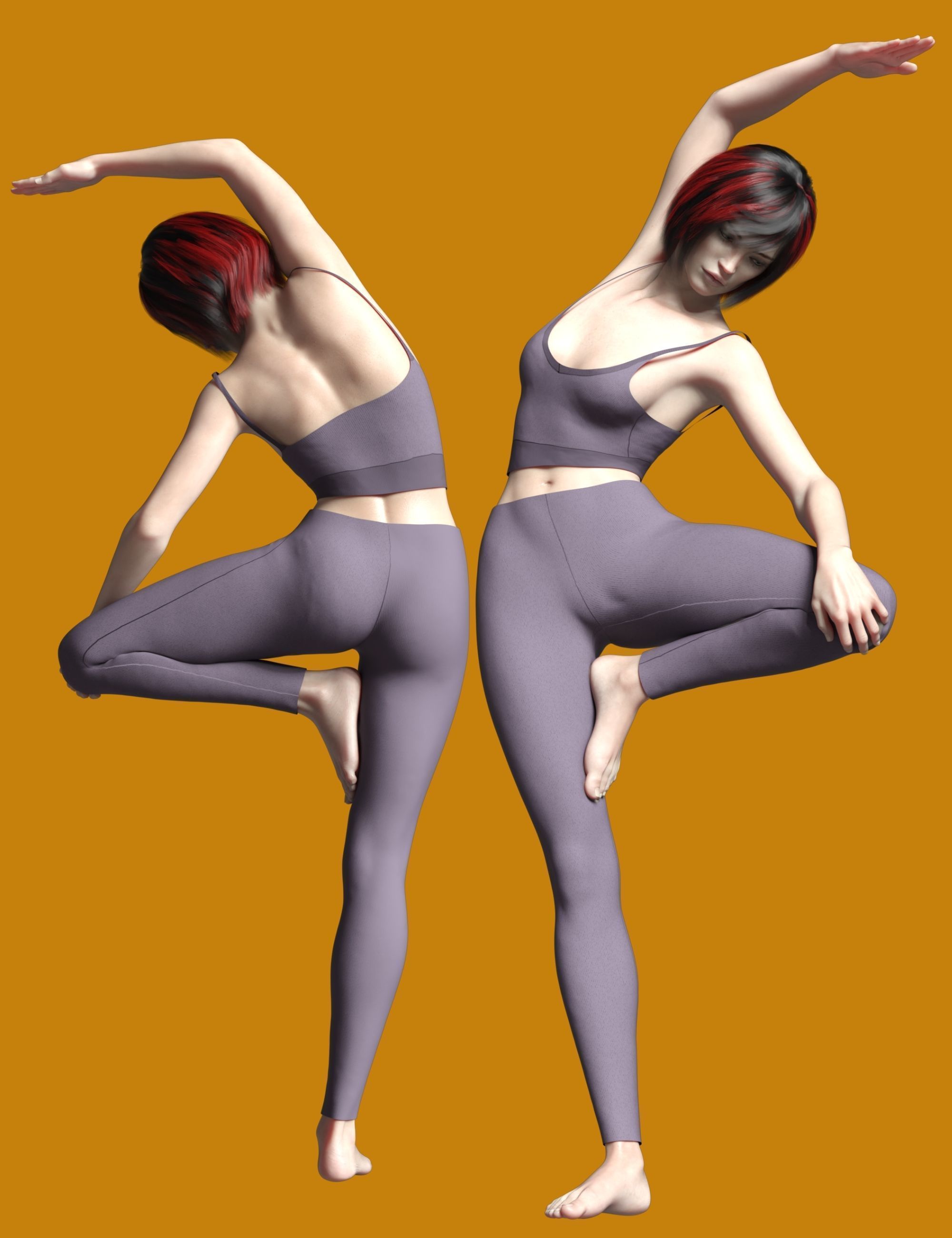 The DForce Yoga Outfit for Genesis 8 and 81 Female 3D model_3