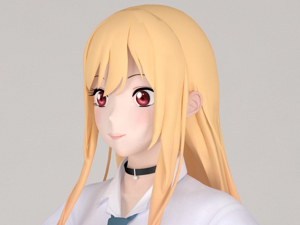 T pose nonrigged model of Marin Kitagawa anime girl 3D model_2