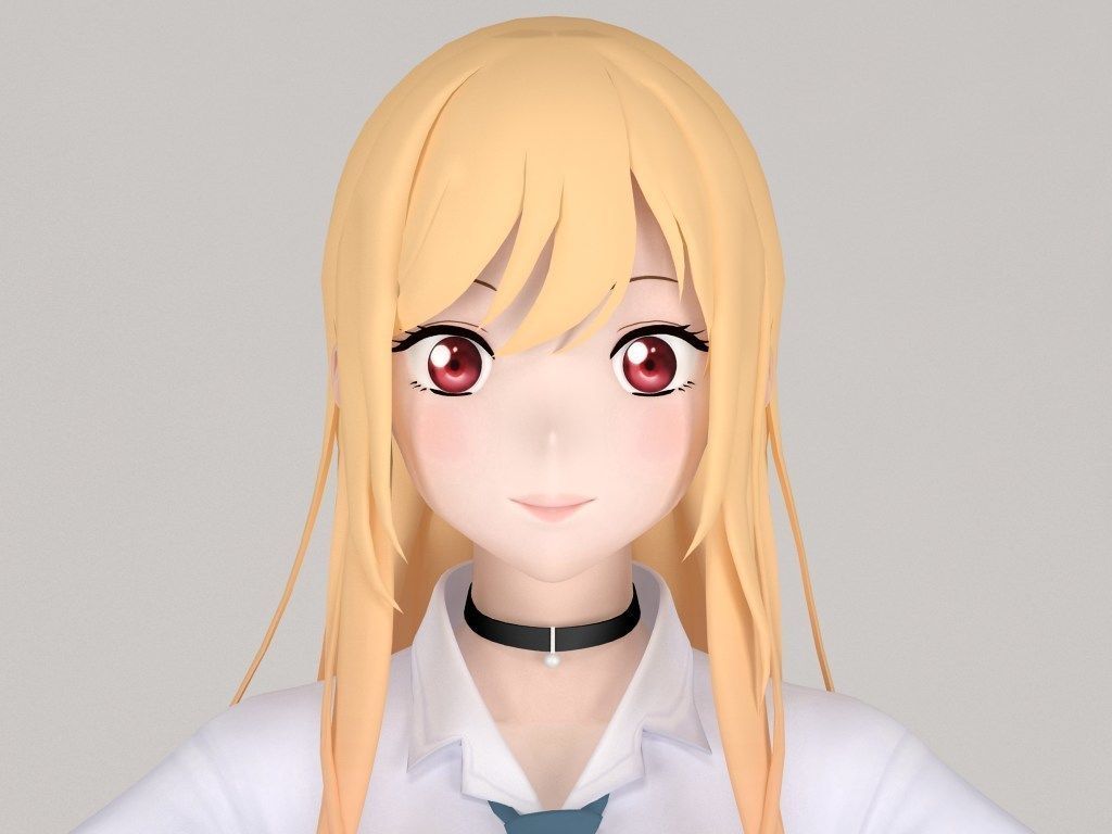 T pose nonrigged model of Marin Kitagawa anime girl 3D model_1