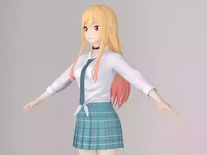 T pose nonrigged model of Marin Kitagawa anime girl 3D model