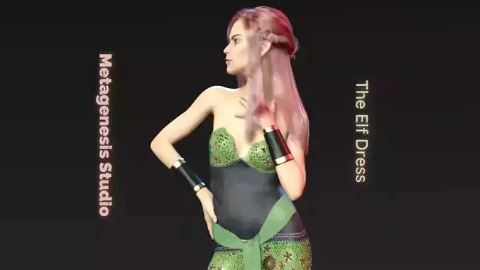 Elf Dress Outfit for Genesis 8 Female Dforce 3D model