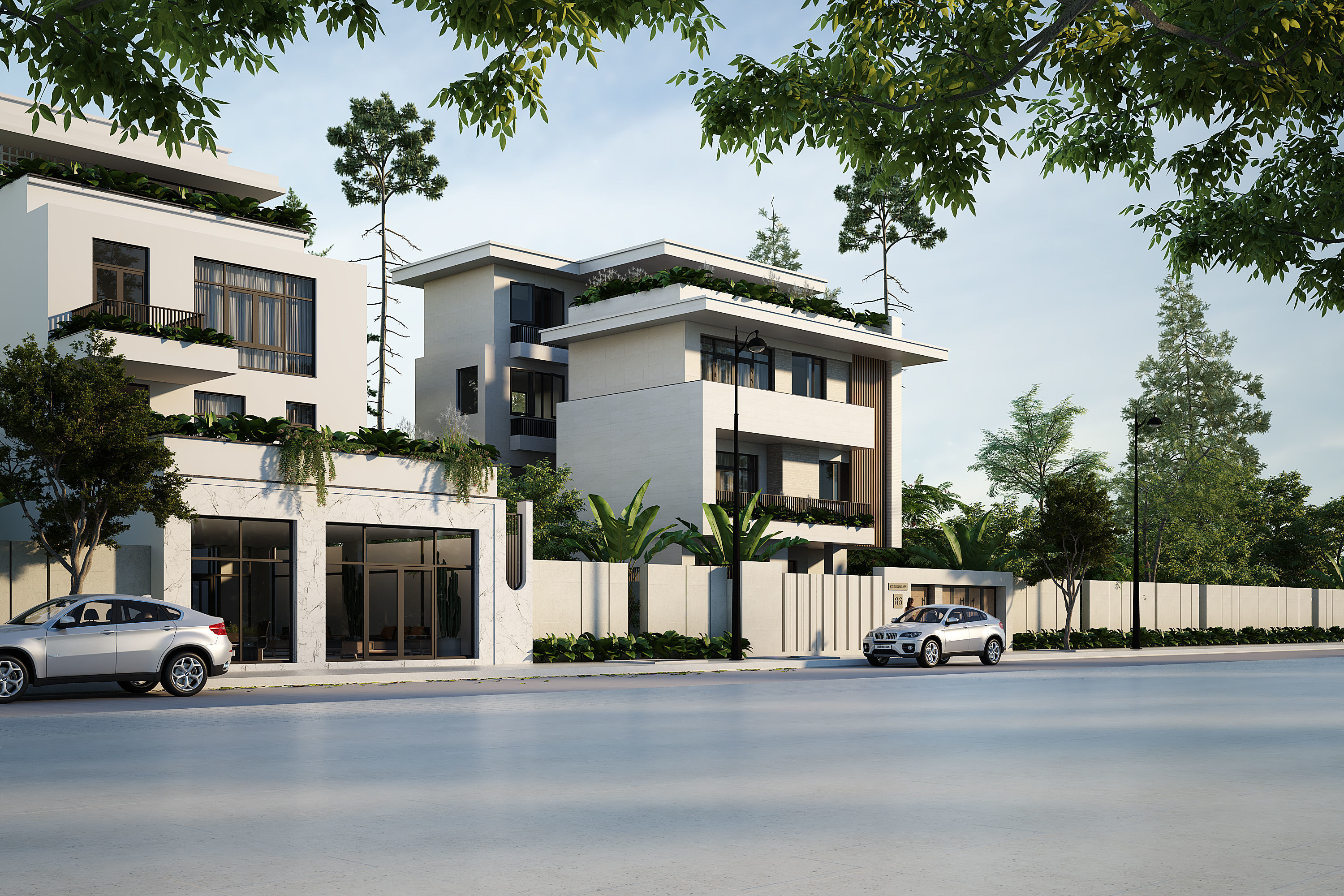 Modern Village Exterior 3d Scene - V-ray rendering 3D model_1