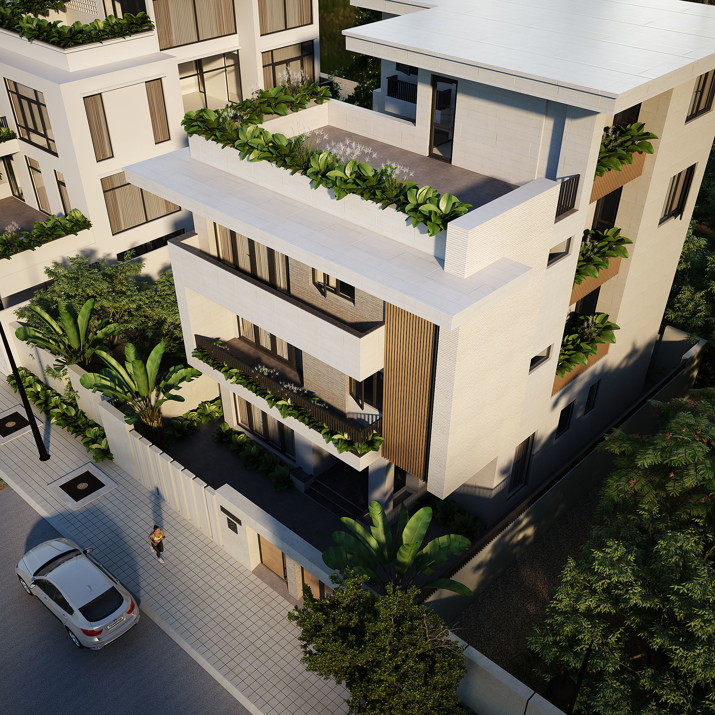 Modern Village Exterior 3d Scene - V-ray rendering 3D model_2