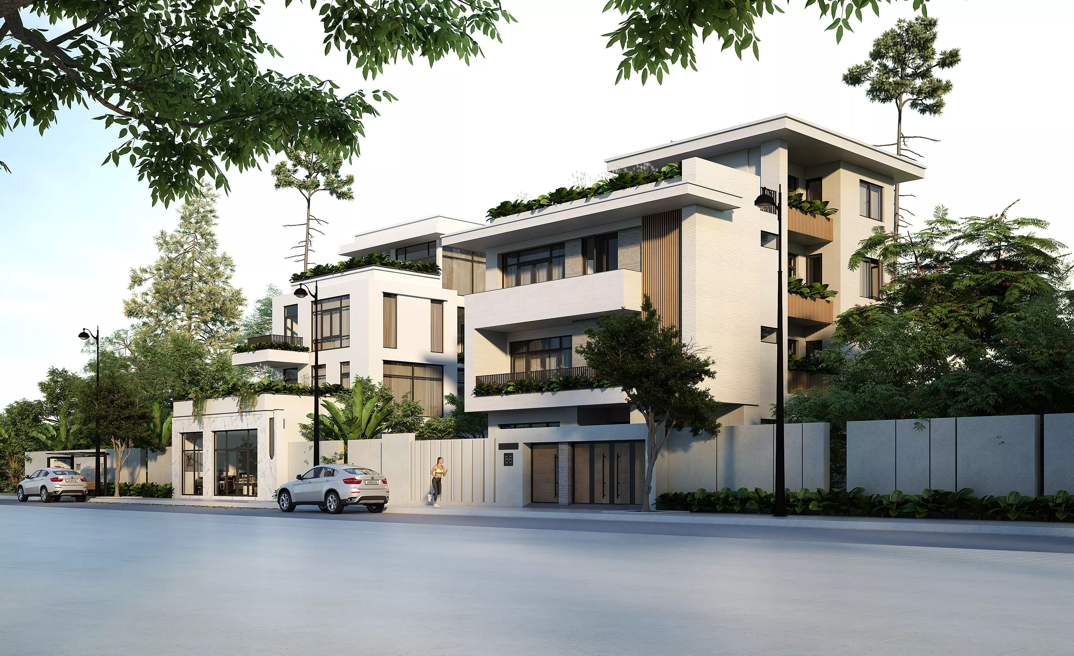 Modern Village Exterior 3d Scene - V-ray rendering 3D model_0