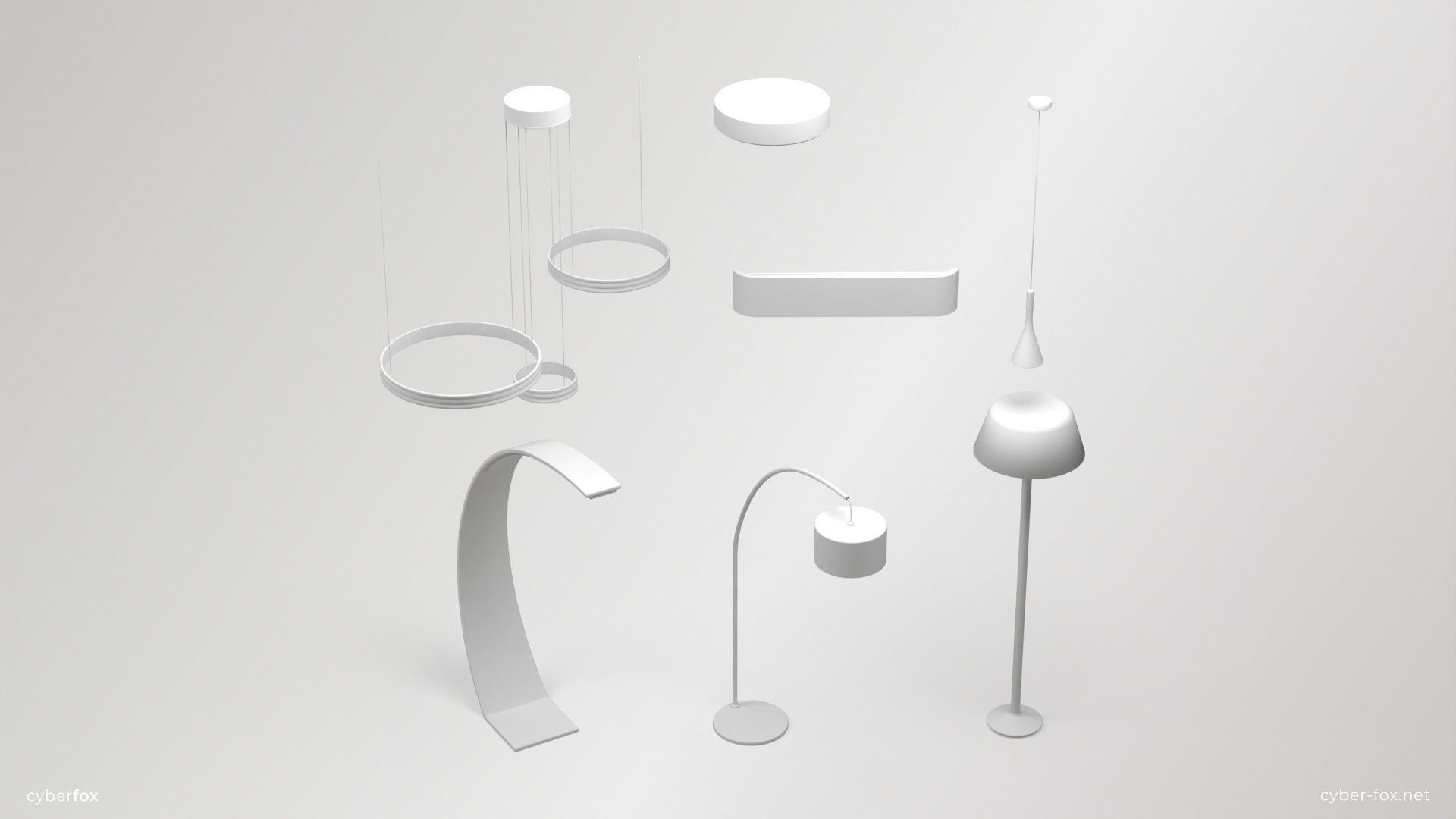 Lighting Set - 13 Lamps with unique design Low-poly 3D model_5