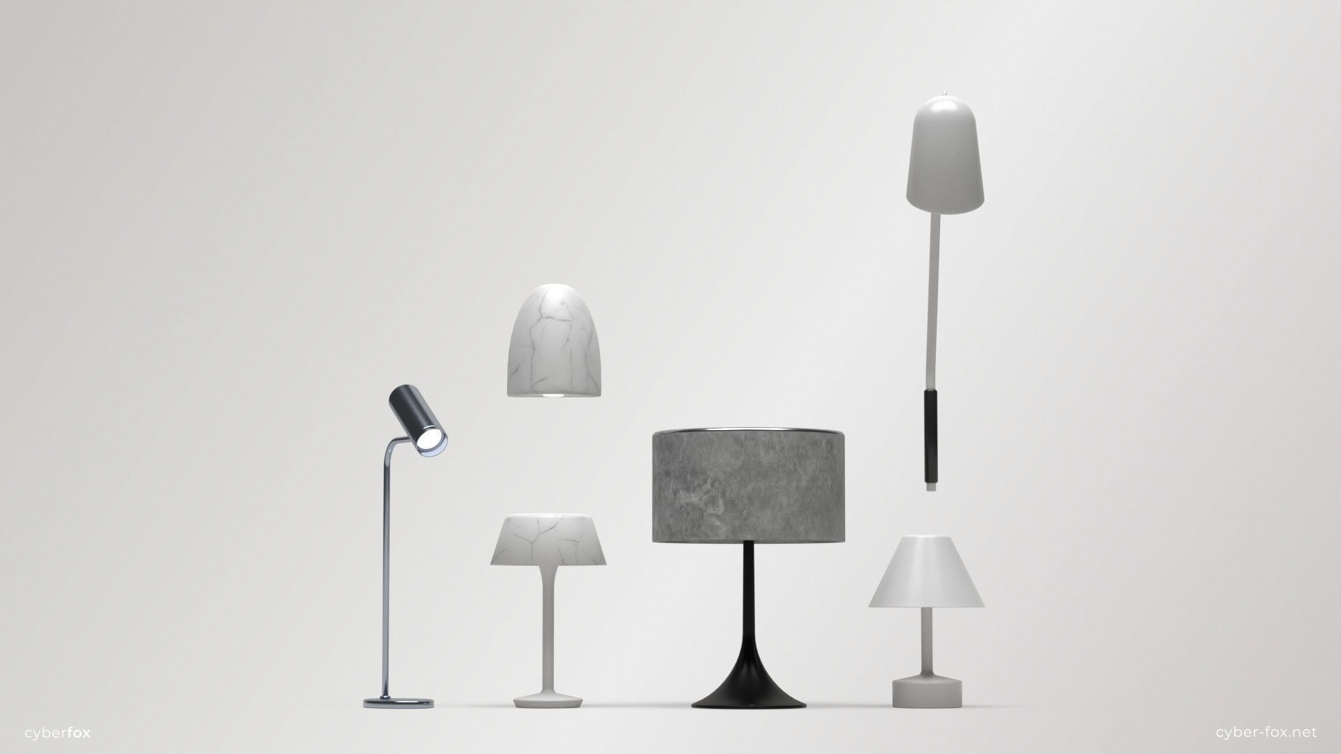 Lighting Set - 13 Lamps with unique design Low-poly 3D model_8