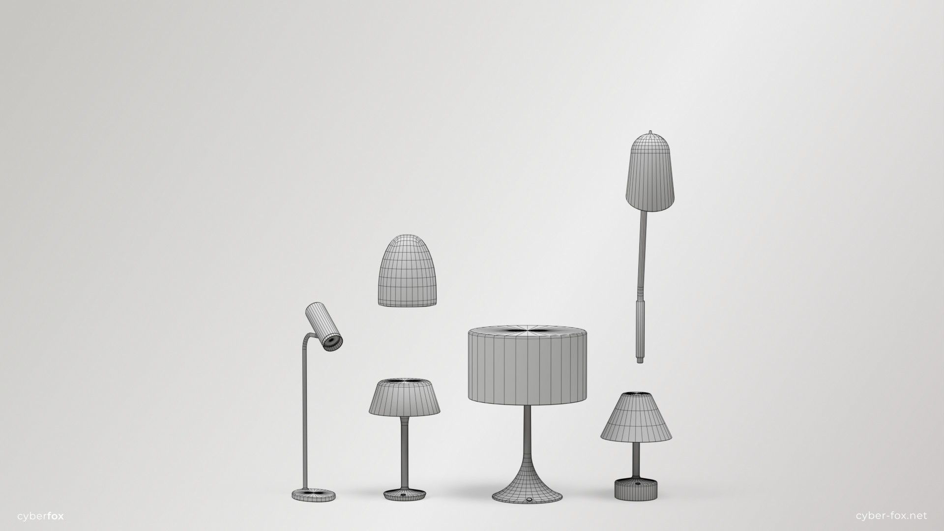 Lighting Set - 13 Lamps with unique design Low-poly 3D model_9