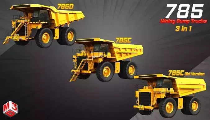 785 - Mining Dump Trucks  3 in 1 3D Model Collection