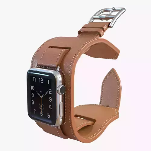 Apple Watch Hermes Cuff 42mm Stainless Steel Case Leather Band 2