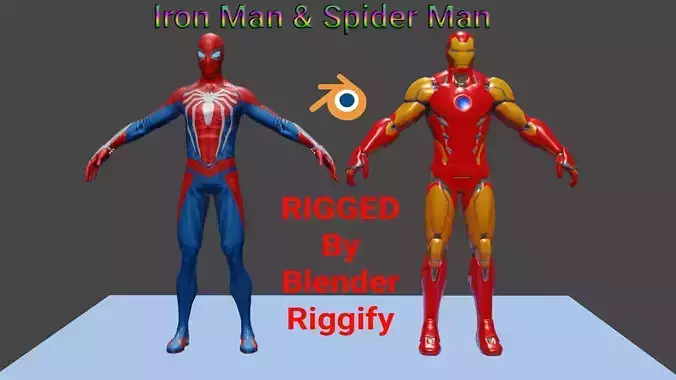 Iron Man and Spider Man Low-poly 3D model