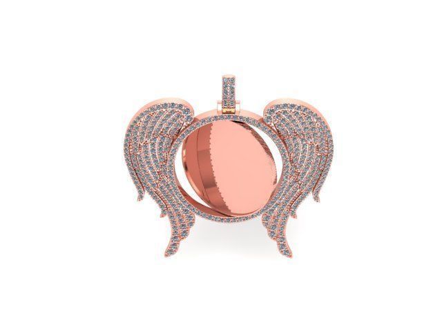Wings circle picture pendant 3D model_2