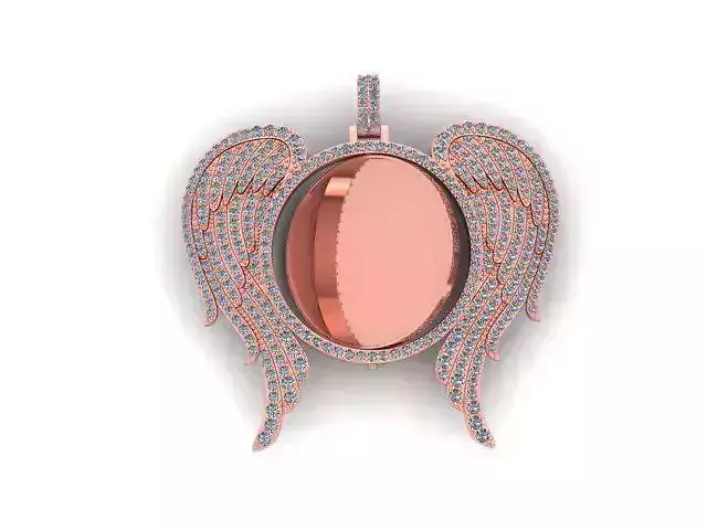Wings circle picture pendant