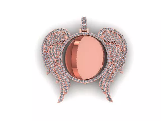 Wings circle picture pendant 3D model_0