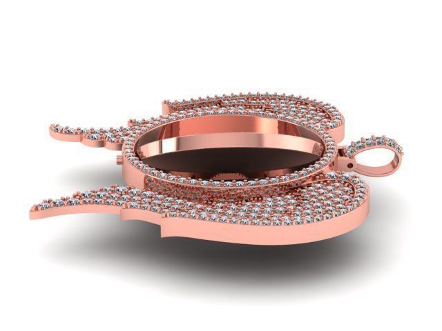 Wings circle picture pendant 3D model_1