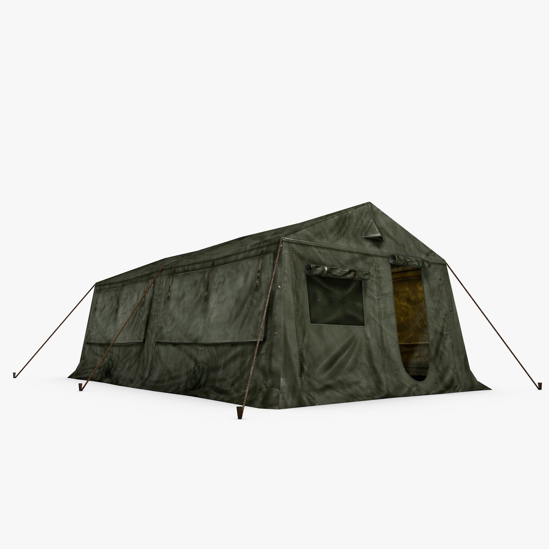 Military Army Frame Tent Low Poly Low-poly 3D model_5