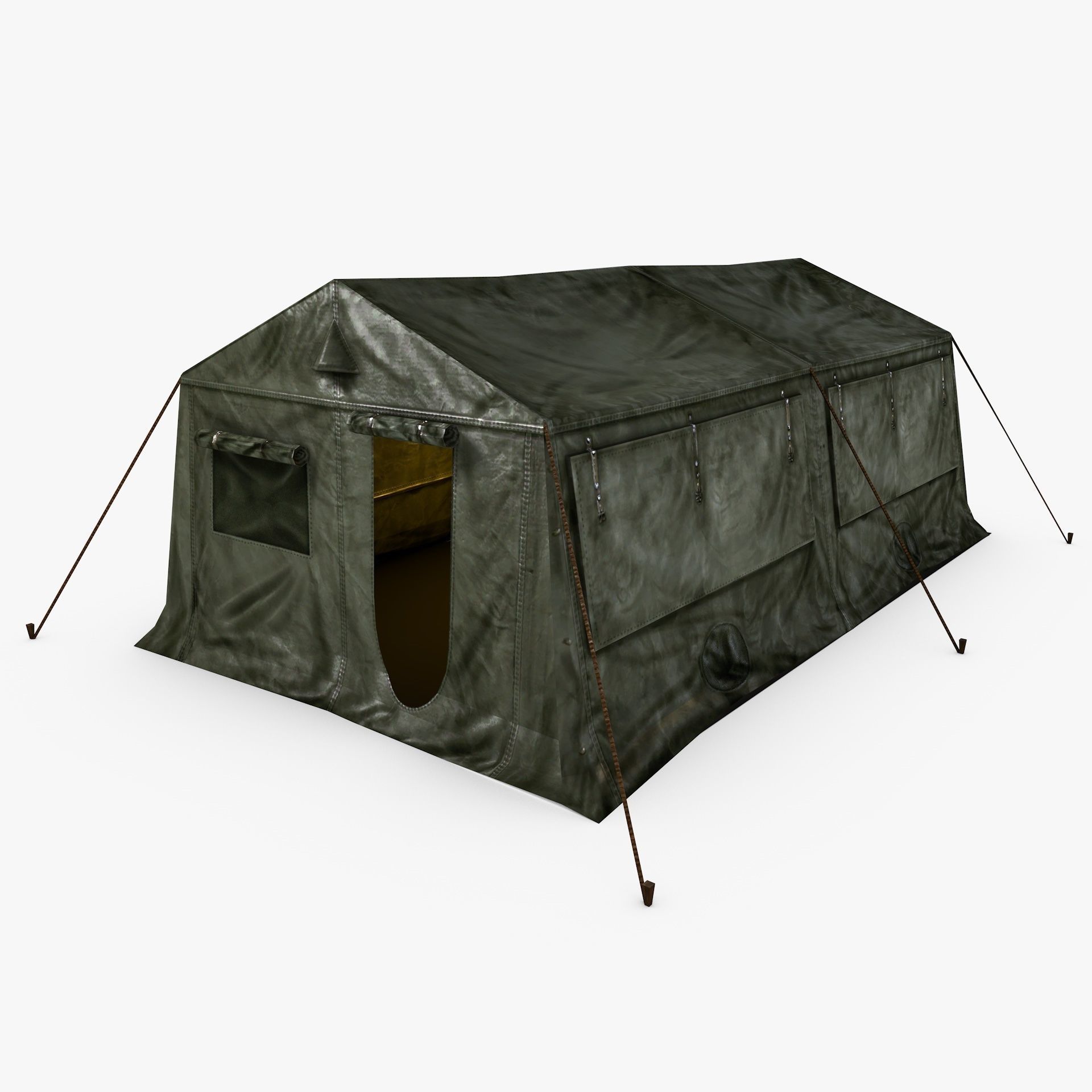 Military Army Frame Tent Low Poly Low-poly 3D model_1