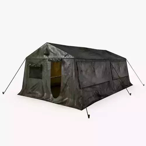 Military Army Frame Tent Low Poly