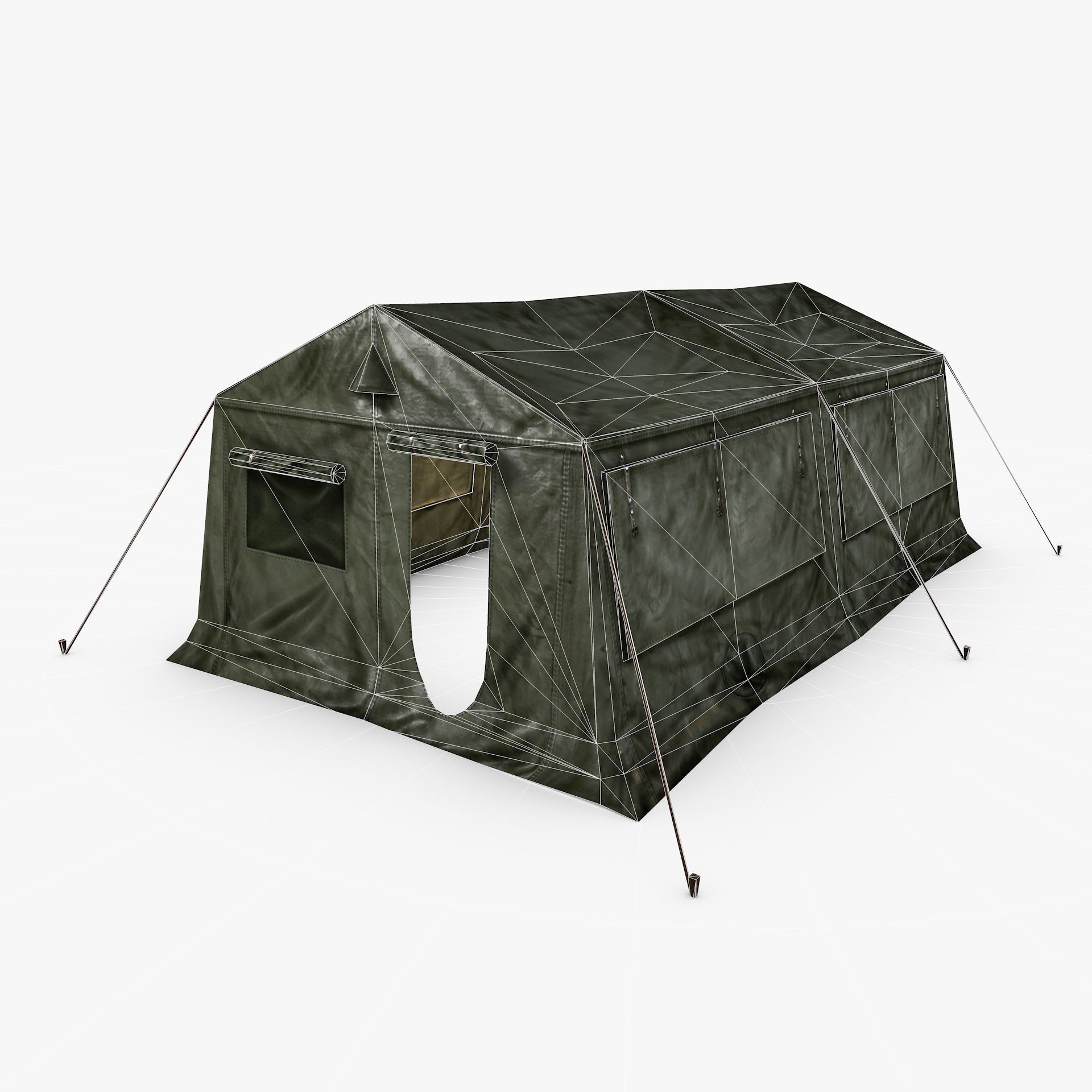 Military Army Frame Tent Low Poly Low-poly 3D model_14