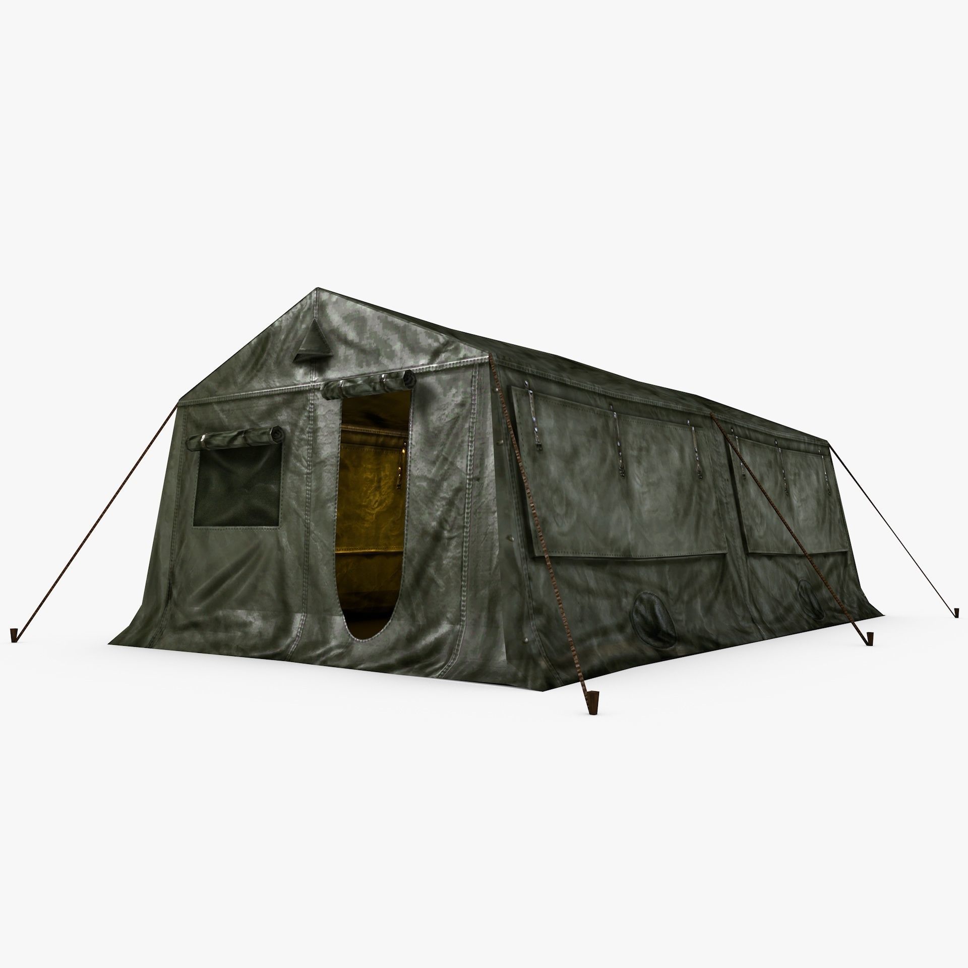 Military Army Frame Tent Low Poly Low-poly 3D model_2