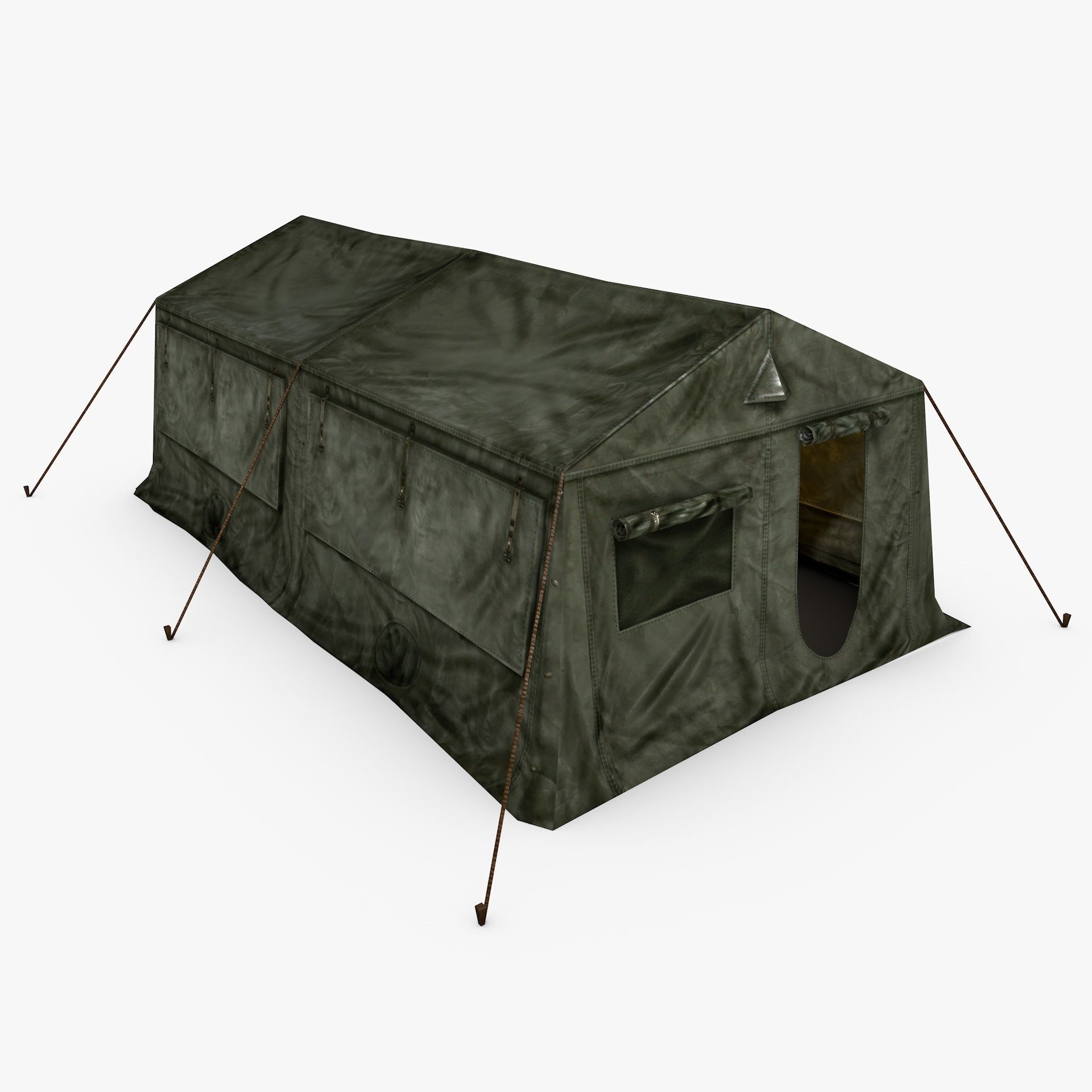 Military Army Frame Tent Low Poly Low-poly 3D model_6