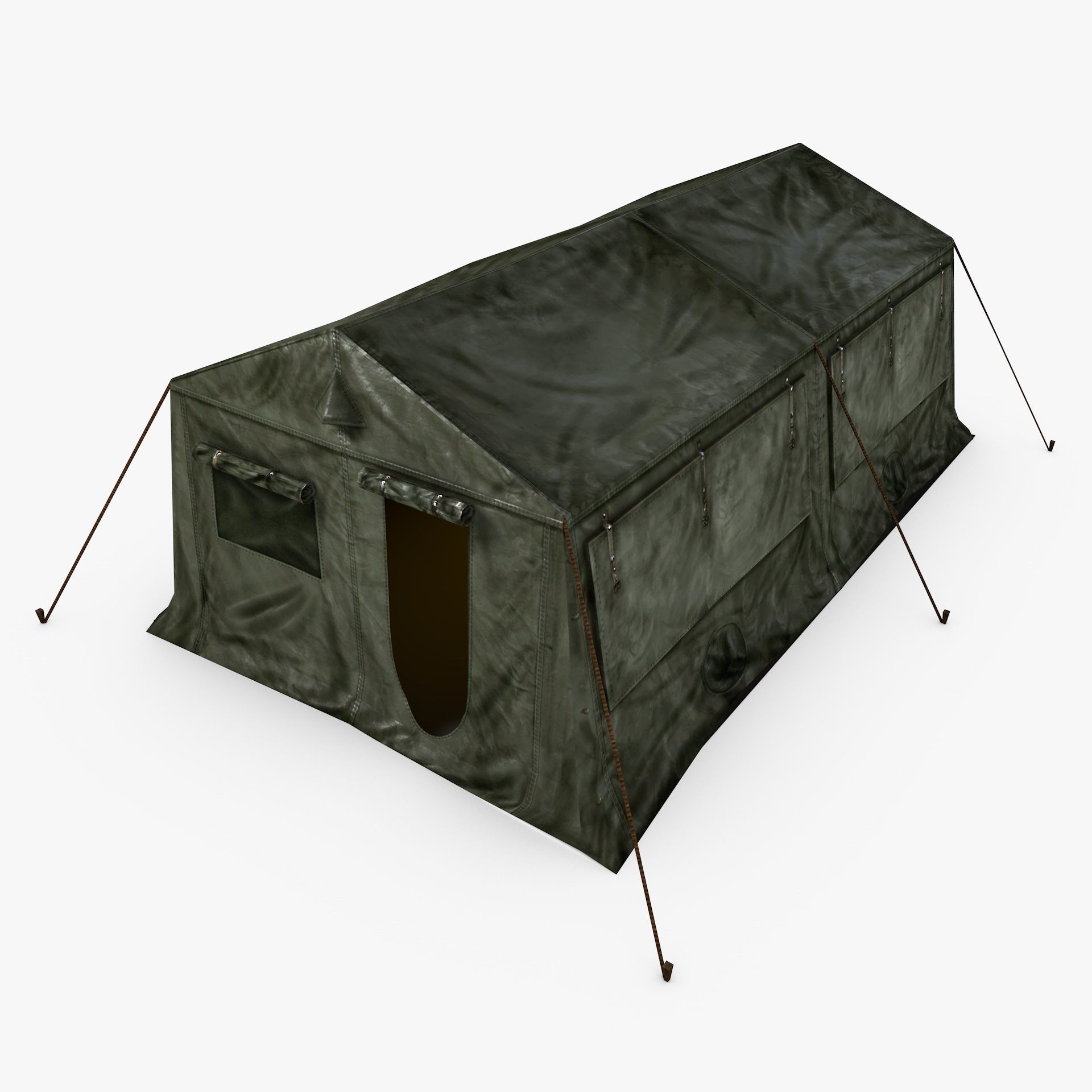 Military Army Frame Tent Low Poly Low-poly 3D model_3