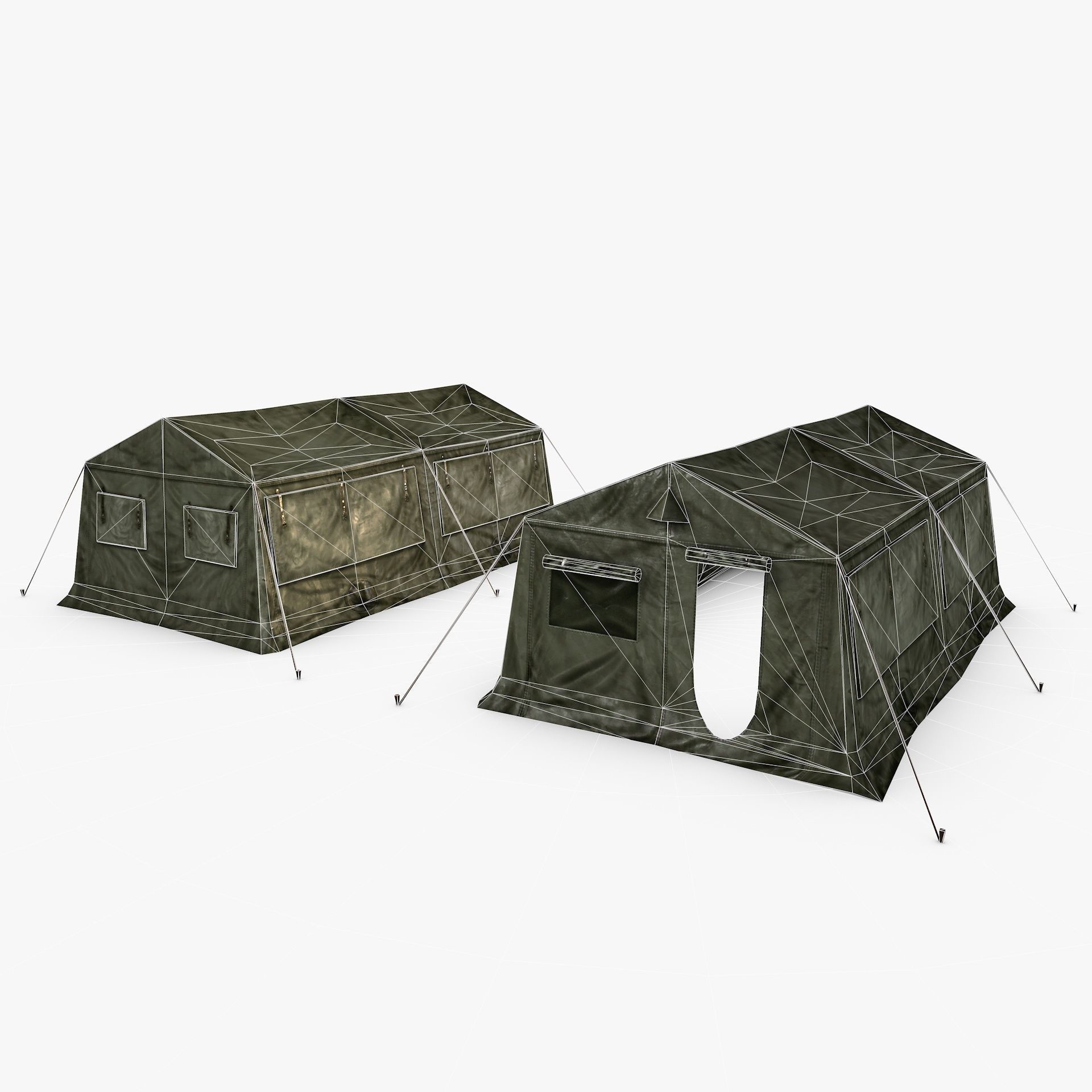 Military Army Frame Tent Low Poly Low-poly 3D model_15