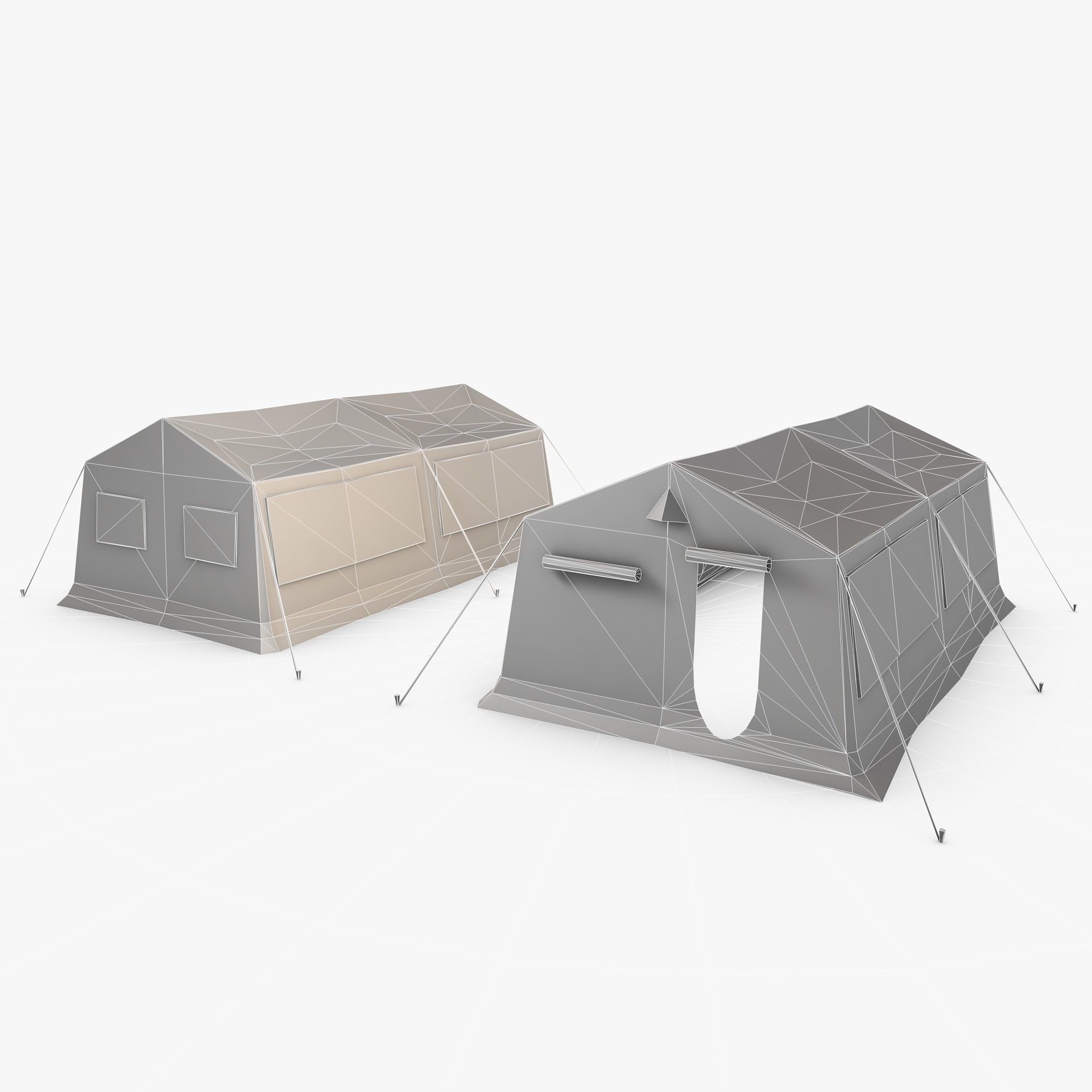 Military Army Frame Tent Low Poly Low-poly 3D model_16