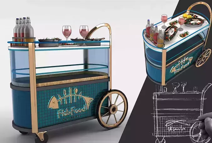 fish trolley 3d Model  2 model
