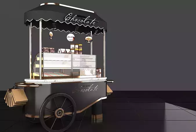 chocolate cart 3d model 
