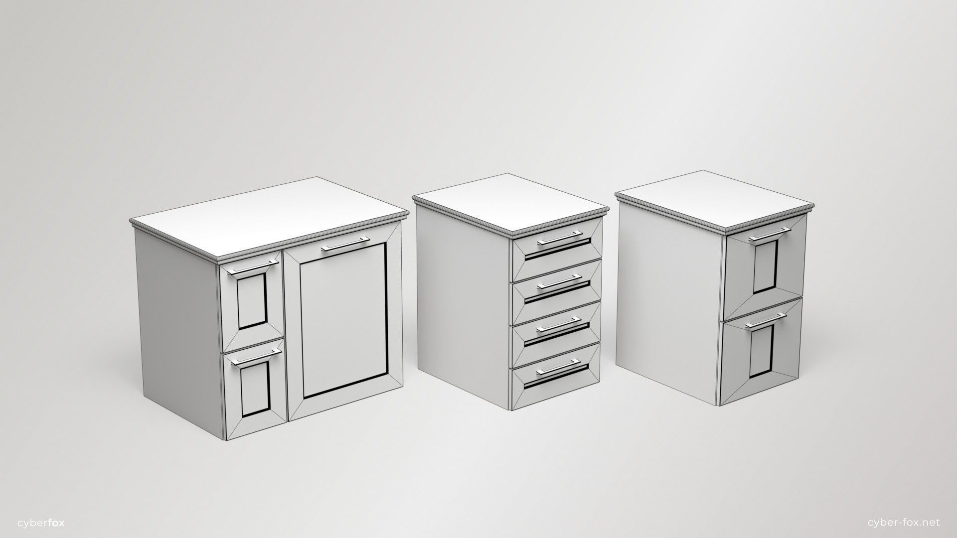 Module Kitchen Cabinets Set Low-poly 3D model_8