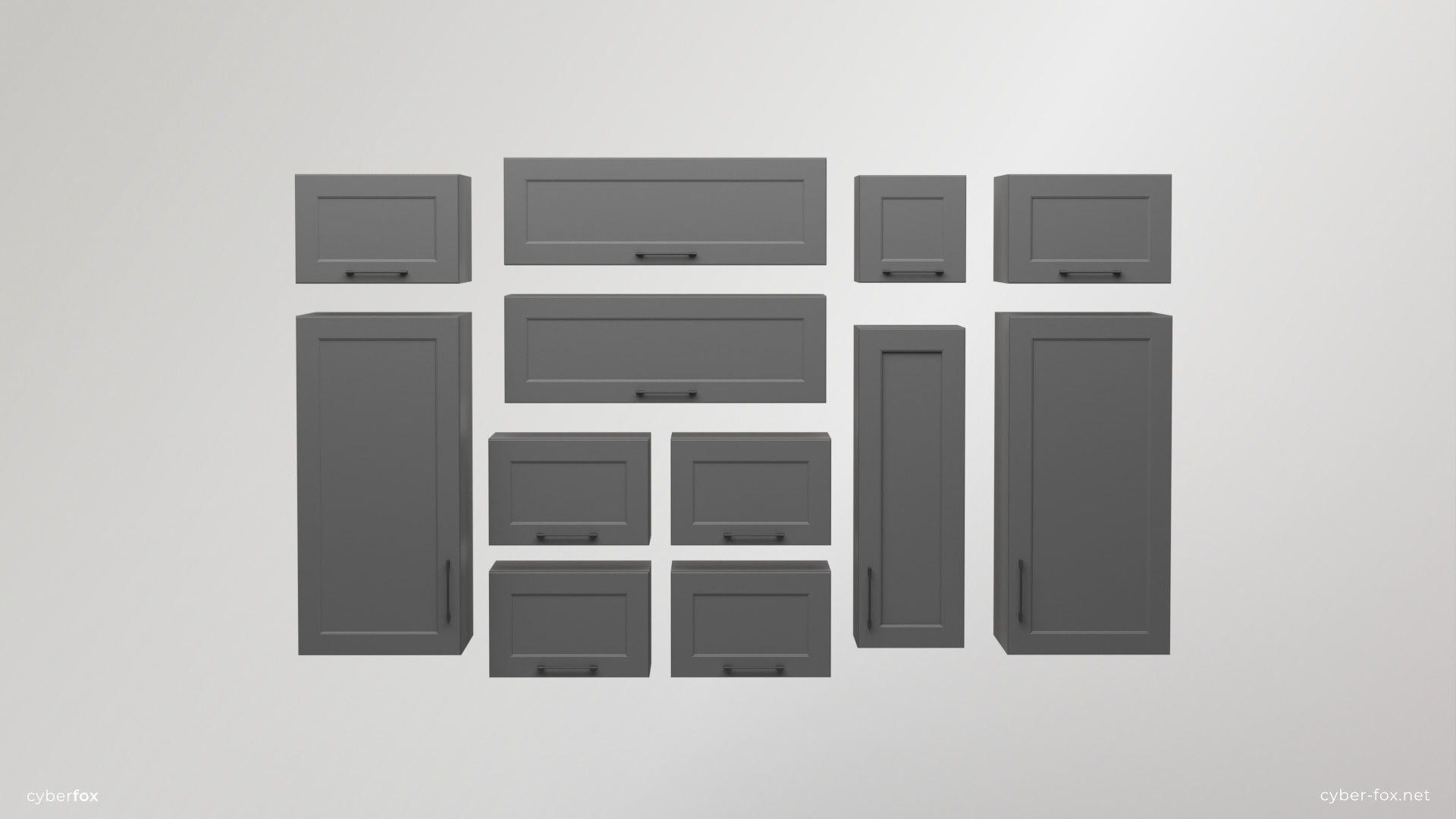 Module Kitchen Cabinets Set Low-poly 3D model_13
