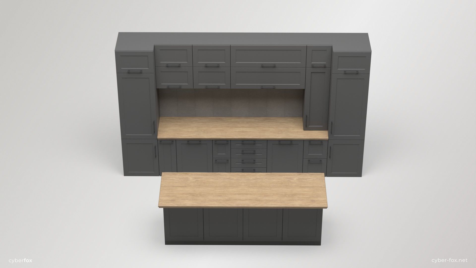Module Kitchen Cabinets Set Low-poly 3D model_15