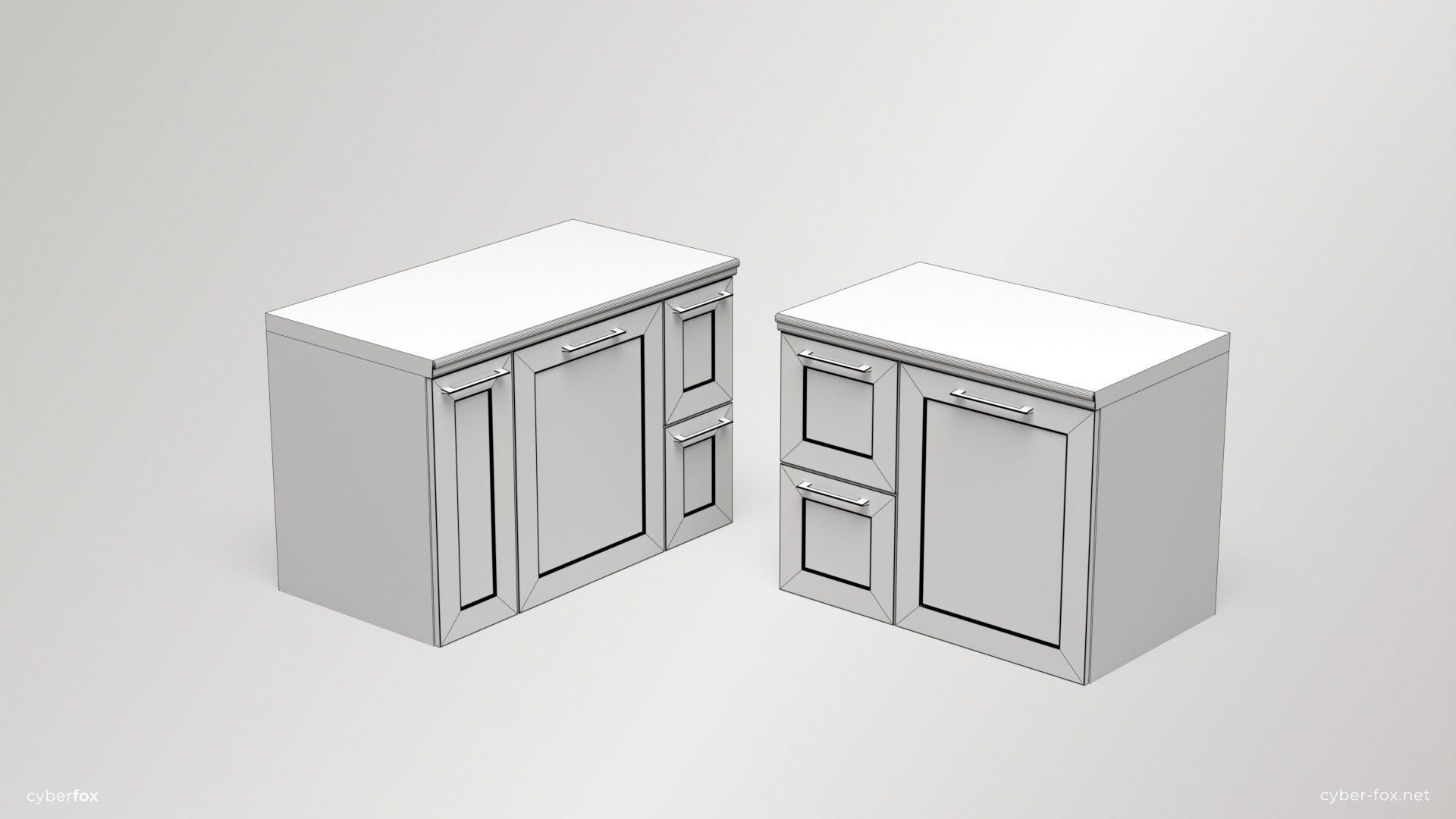 Module Kitchen Cabinets Set Low-poly 3D model_10