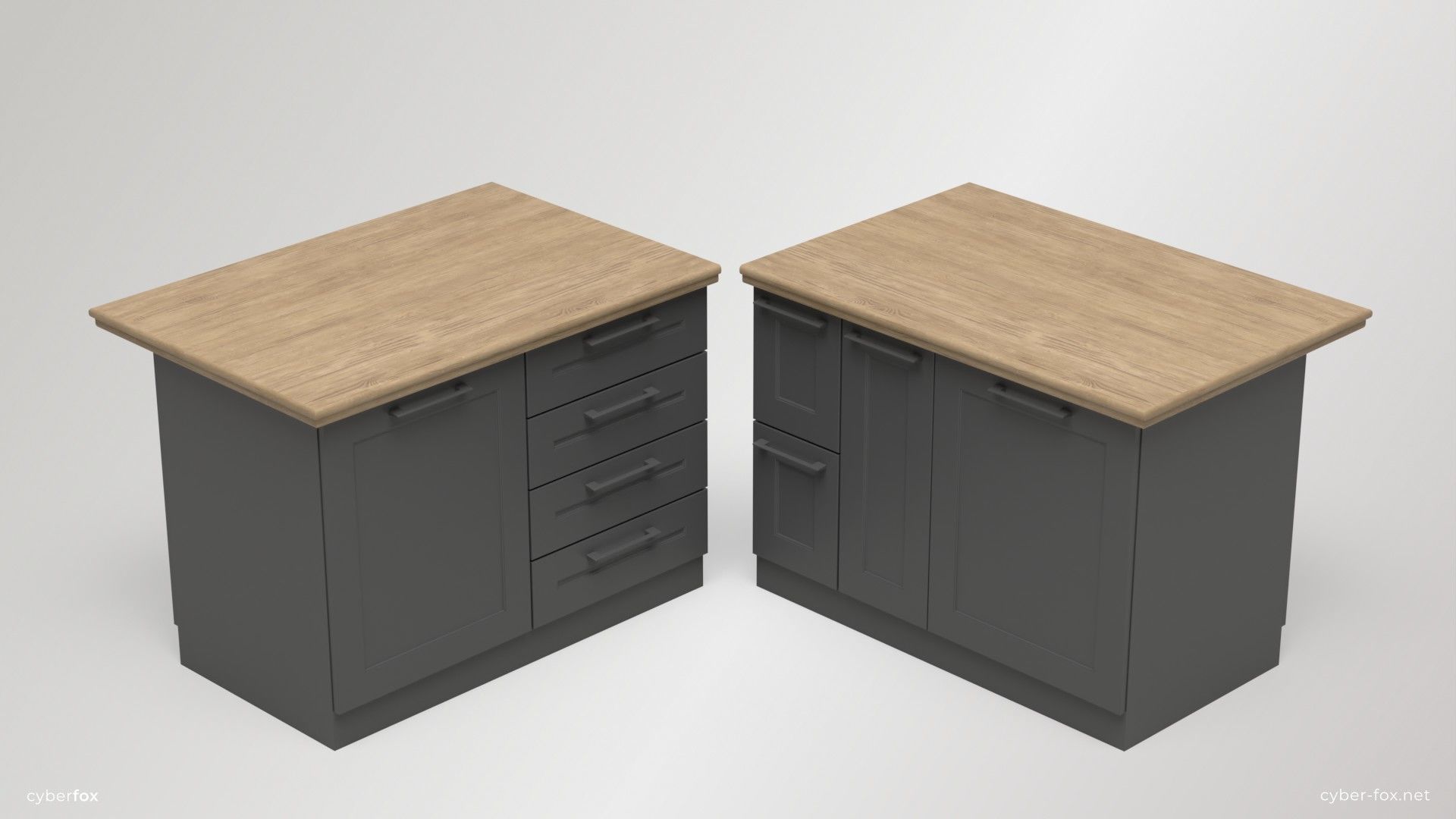 Module Kitchen Cabinets Set Low-poly 3D model_9
