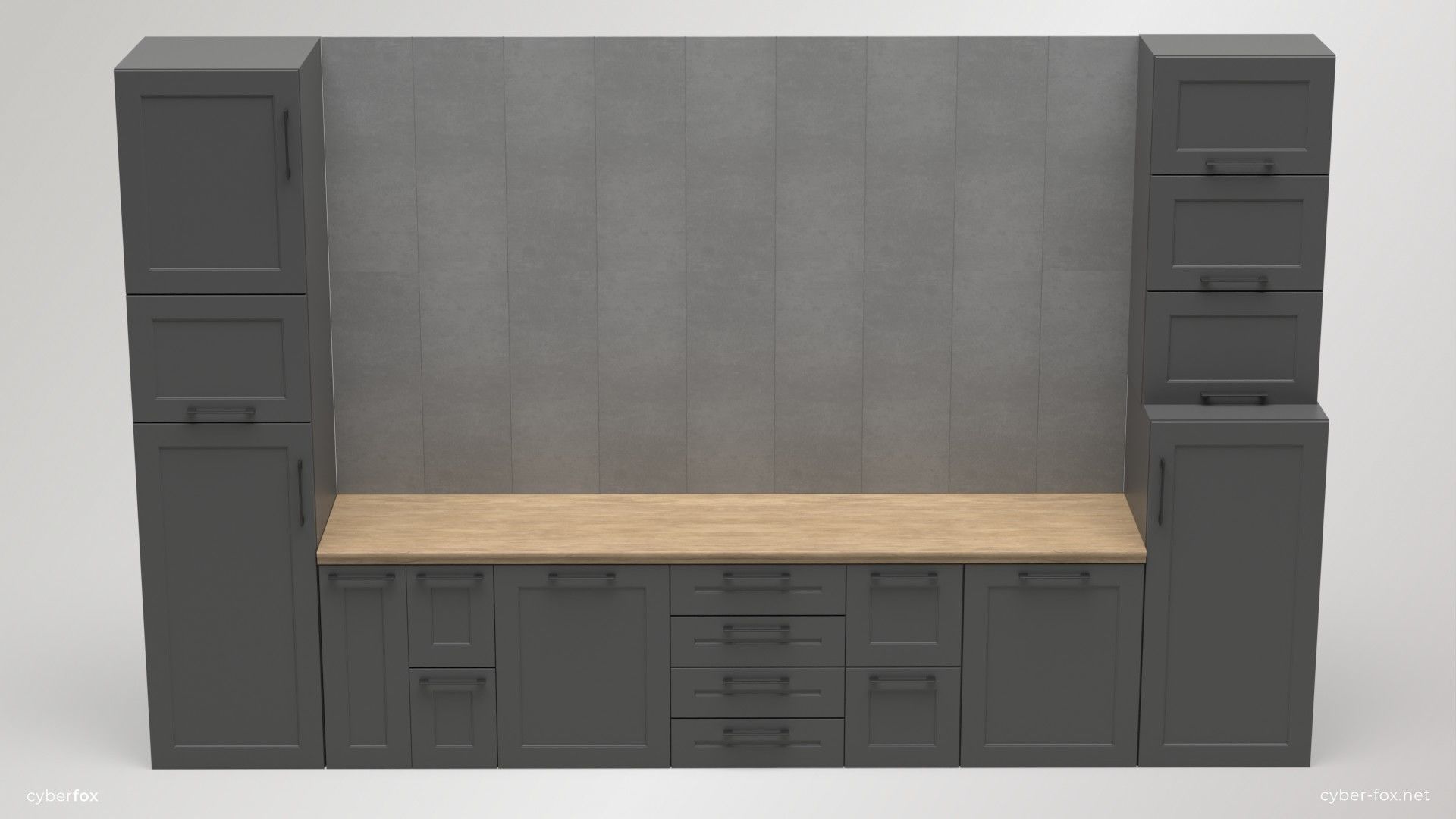 Module Kitchen Cabinets Set Low-poly 3D model_4