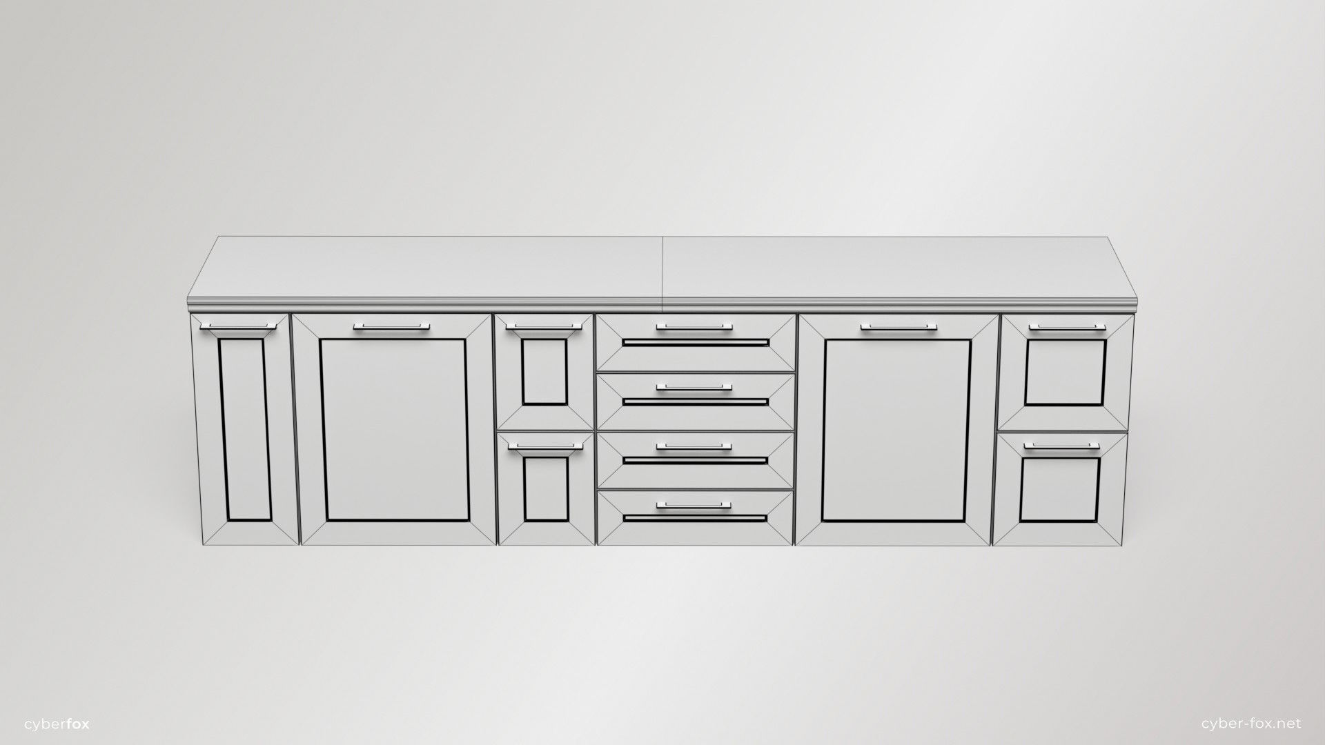 Module Kitchen Cabinets Set Low-poly 3D model_12