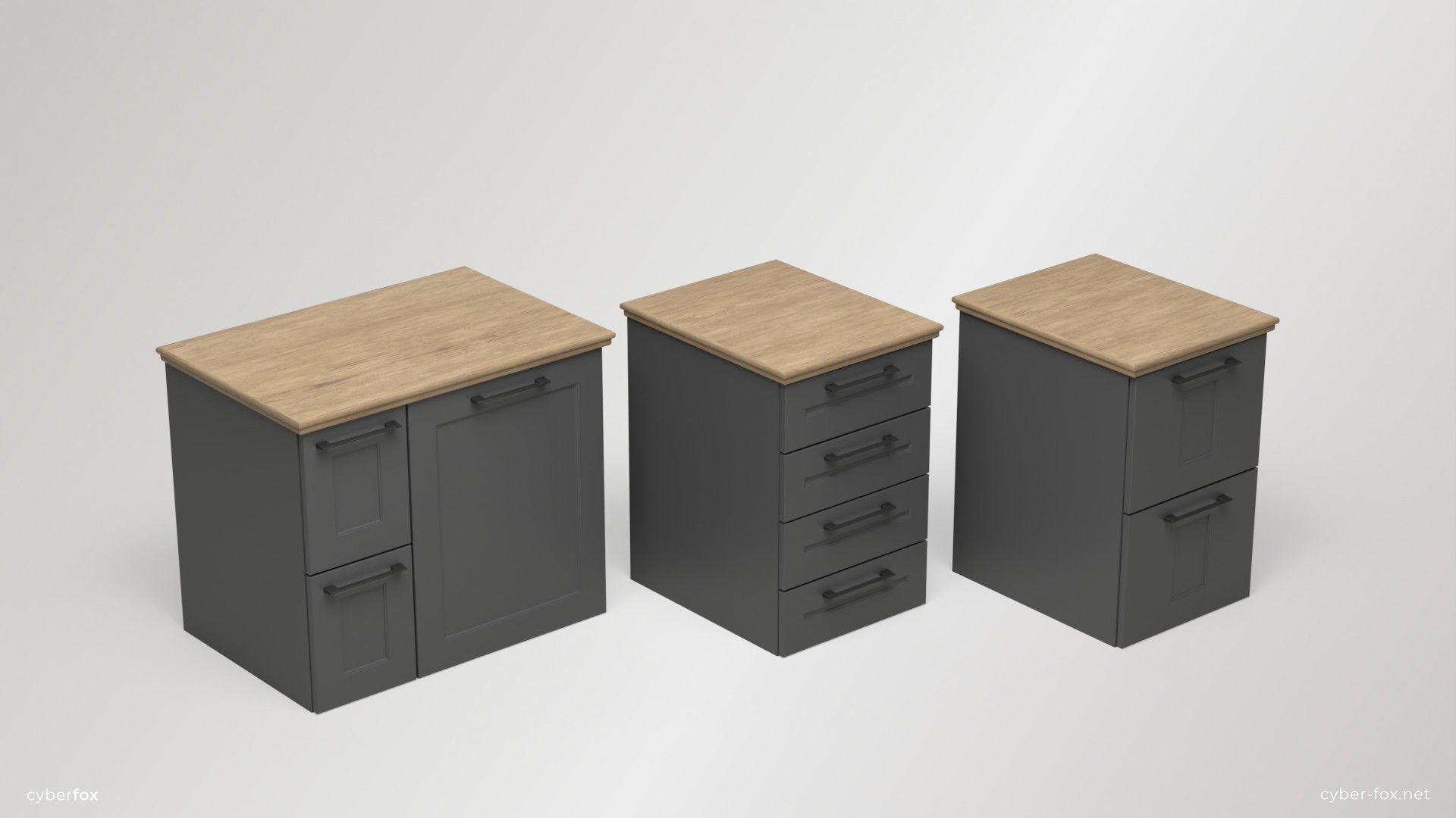 Module Kitchen Cabinets Set Low-poly 3D model_7